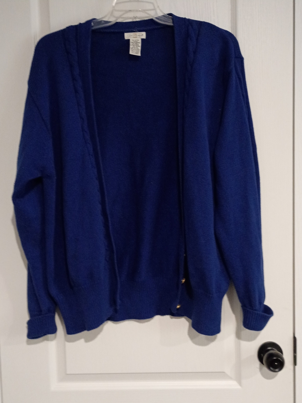 Yarnworks - Blue Women's Open-Front Cardigan 100% Cotton/Algodon Sweater - XL
